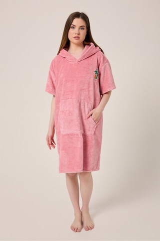 Palmiye Sörf Nakışlı Yetişkin Sörf Yazlık Panço Kapüşonlu Plaj Havlusu Gül Gül