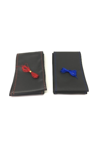 Dikmeli Direksiyon Kılıfı Mavi Siyah Kırmızı Dikiş Seçeneği