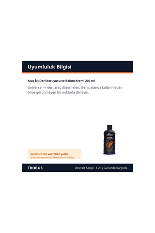Trobus Araç İçi Deri Koruyucu Ve Bakım Kremi 200 Ml