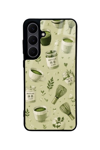 Samsung Uyumlu S25 Fe Matcha Serenity Tasarımlı Glossy Telefon Kılıfı Fıstık Yeşili