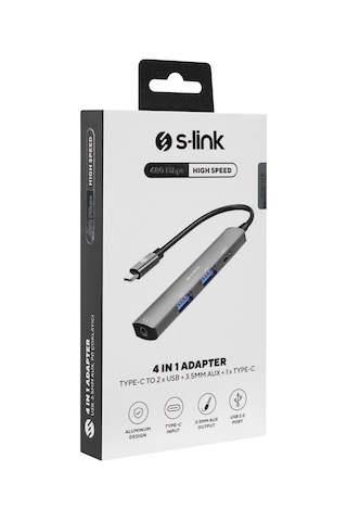 S-link Metal Type-c To 2 Usb Usb-c Çevirici Dönüştürücü Hub