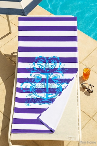 Yetişkin Unisex 70x140 Cm Yaz Desenli Plaj ,deniz , Banyo Havlusu Ocean Mor