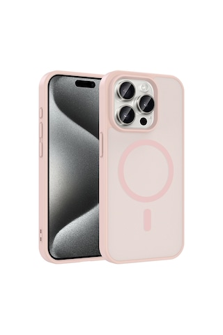 Apple Uyumlu iPhone 15 Pro Kılıf M-safe Şarj Özellikli Mkst Babet Kapak - Siyah