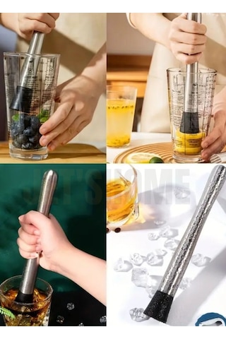 Jet's Home Mojito Tokmağı Barista Buz Ezici Tokmak Meyve Ezici Barmen İçecek Karıştırıcı Paslanmaz 20 Cm