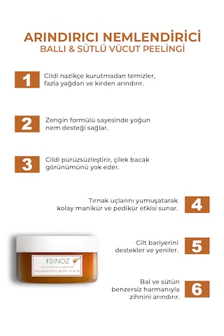 Sinoz Süt & Bal Arındırıcı Ve Nemlendirici Vücut Peeling 300 ML