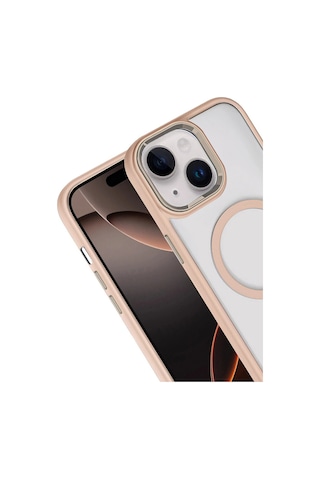 Joko Apple iPhone Uyumlu 14 Terea Magsafe Kapak - Gold Düz Renkli