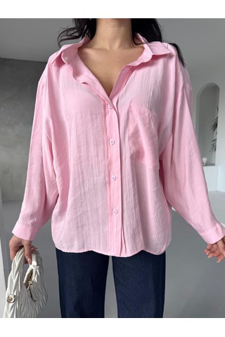 Arv Moda New Season Modal Oversize Gömlek Standart / Oversize Gömlek Pembe
