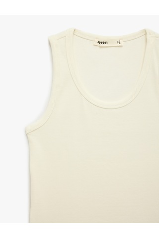 Koton Pamuklu Kaşkorse Slim Fit U Yaka Fitilli Atlet Beyaz 6sak10387ek