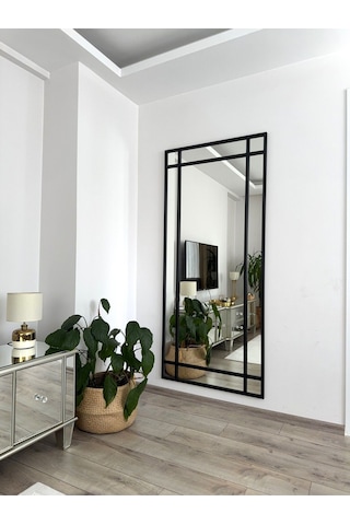 Effe Siyah Metal Çerçeveli 180x80 Cm Dekoratif Ayna 180x80siyah-b-dekor