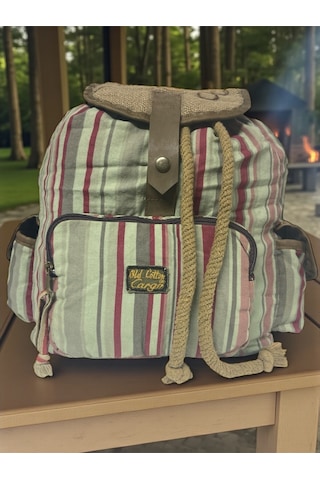 Old Cotton Cargo Kaliteli Tek Gözlü Vintage Salaş Disayn Unisex Sırt Günlük Okul Gezi Kamp Trekking Çantası 29cmx36cm Bordo