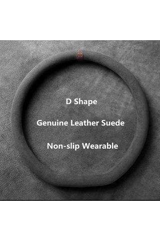 Novahub Kırmızı İnek Derisi Direksiyon Kapakları, 37-38cm, Süet Kılıf, Nefes Alabilir, D Shape, Araba Aksesuarları Kırmızı