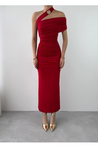 Reta Çapraz Omuz Elbise Altın