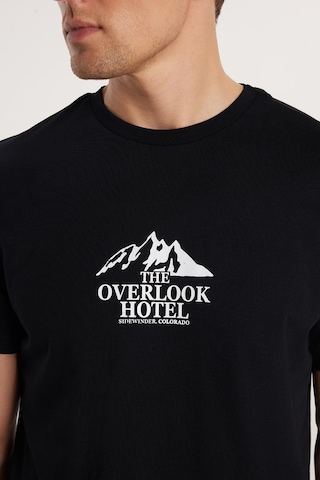 Tudors Erkek Slim Fit Dar Kesim %100 Pamuk Yumuşak Dokulu Baskılı Siyah Bisiklet Yaka Tişört-33130 Siyah