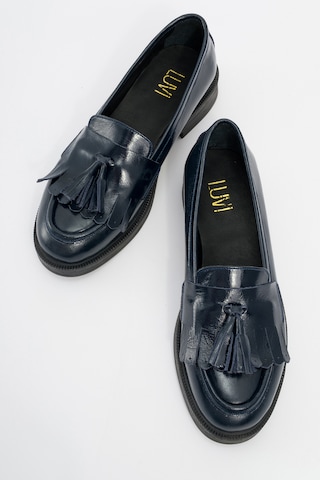 Luvishoes Luvi Shoes Milina Laci Rugan Püsküllü Hakiki Deri Kadın Loafer Ayakkabı Lacivert