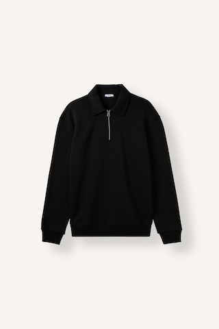 Defacto Pamuklu Regular Fıt Polo Yaka Kalın Kumaş Sweatshirt H1833ax26aubk81 Siyah-bk81