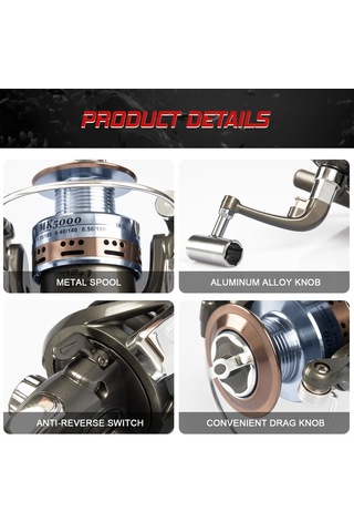 Lemestar Mk Metal Gövde Ve Alüminyum Kollü 13 Tekerlekli Dürtüsüz Spinning Olta Makinesi Mk4000