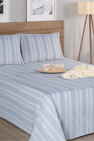 Sport Çizgili Çarşaf + Yastık Kılıfı Seti Çift Kişilik Soft Line Gri Gri