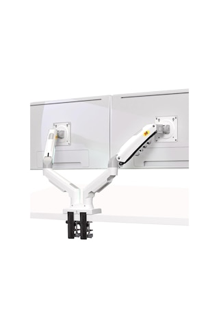 Triline Nb F160 Beyaz 17-27" Çift Kol Monitör Tutucu 2-9 Kg Amostisörlü Vesa Monitör Standı