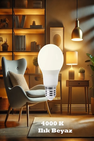 4000 K E 27 Led Ampul Ilık Beyaz 9 W Yüksek Kalite Göz Yormayan Ampul