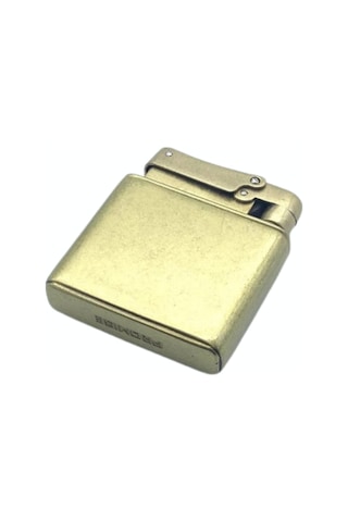 Promise Tek Alevli Fırçalı Gold Metal Benzinli Çakmak
