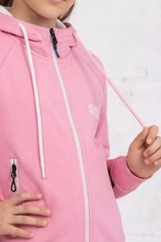 Pina Kids Kız Çocuk Unlimited Şeritli Kapüşonlu Düz Paça Reglan Kol Dalgıç Kumaş Eşofman Takımı Esf7013 Pembe