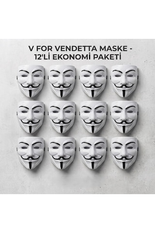 Büro Ev Ofis Gösteri Kostümü İçin 12adet Plastik V For Vendetta Maskesi Seti Standart