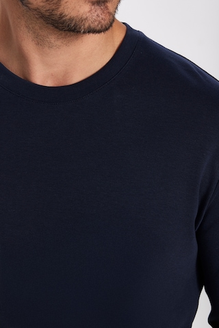 Tudors Unisex Relax Fit Rahat Kesim %100 Pamuk Uzun Kollu Bisiklet Yaka Lacivert Basic Tişört-32655 Lacivert