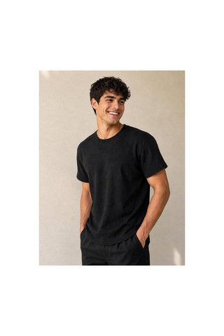 Regata Erkek/unisex Desenli Bisiklet Yaka Basic T-shirt Siyah