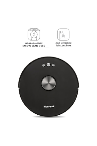 Homend Alex Laser Pro 1283H Moplu Ve Haritalamalı Akıllı Robot Süpürge Siyah