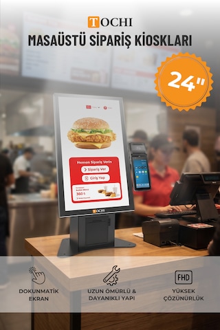 24 Inç Masaüstü Ödeme Kiosku Android Fhd Dokunmatik Ekran Yazıcılı