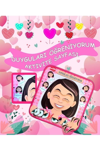 Lisinya247 Kız Duyguları Öğreniyorum Keçe Cırtlı Aktivite Sayfası - Çocuk Etkinlik , Eğitici Oyuncak
