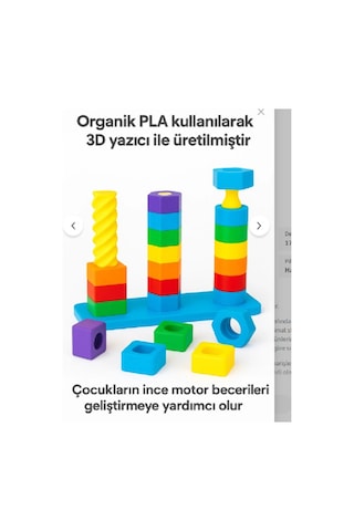 Organik 3d Baskı Renkli Şekil Eşleştirme Oyuncağı - Eğitici Aktivite Seti - İnce Motor Gelişimi