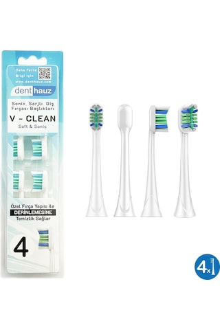 Denthauz V Clean Sonic Soft Philips Sonicare Uyumlu Yedek Başlık 4'lü