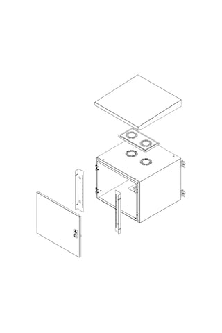 Ager 12u 600x600 Ag-ob12u6060b2-d-a-m1-12u6060 Montajlı Basıc Outdoor Duvar Tıpı Kabınet On Metal Kapak Ikı Adet Kelebek Kılıtlı D-b2 7035 Dıs Ortam