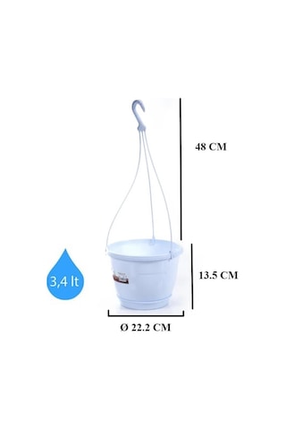 Omnipazar So-sm02 Safir Makrome Askılı Balkon Saksı 3.4 Lt Beyaz 6 Adet