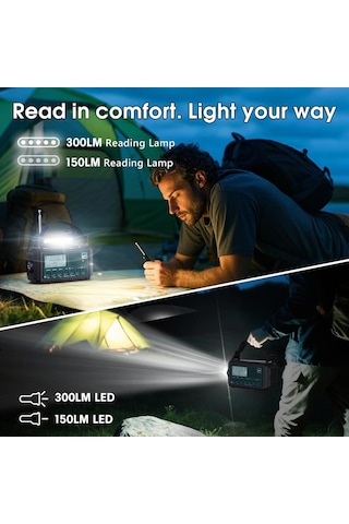 Rocam Dab/dab+/fm 5000 Mah Güneş Enerjili Dijital Acil Durum Radyosu Alarm Saatli Radyolar Mavi
