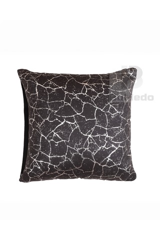 Altın Varak Desenli Dekorafit Tekli Kırlent Kılıfı 42x42 Cm Şık Ve Zarif Tasarım Siyah Gümüş Varaklı