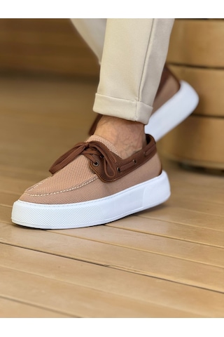 Roof Atelier Erkek Taba Triko Kalın Taban Loafer Ayakkabı - 2602 - Triko Taba
