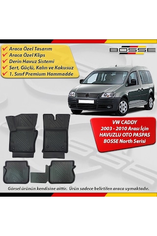 Vw Caddy Paspas Araca Özel 2003 - 2010 Arası İçin Derin Havuzlu Paspas Bosse North Serisi