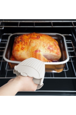 Porsima 3260 Silikon Fırın Eldiven -yanmaz Tepsi Tutacak Krem