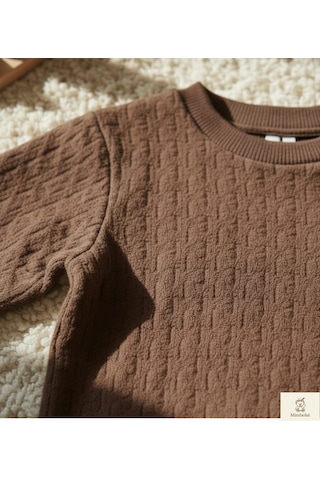 Nanica Kids Minibohe Çocuk Jakarlı Sweatshirt Kahverengi Kahverengi