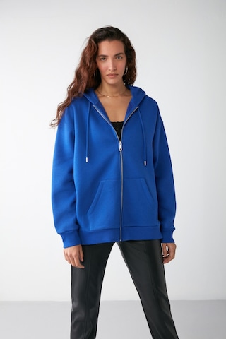 Grimelange Alena Basic Oversize Lacivert Tekli Sweatshirt