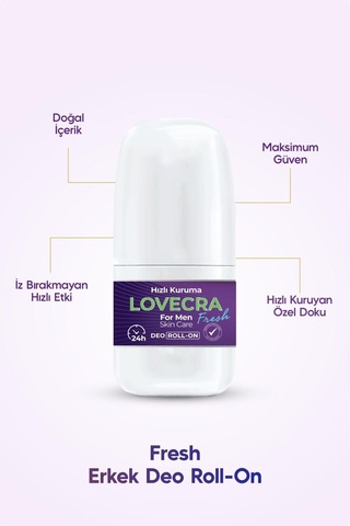 Doğal Erkek Deo Roll On 24 Saat Etkili Terleme Önleyici Ter Kokusuna Karşı Koruma Ferahlık 50 Ml