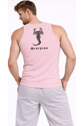 Etiler Collection Erkek Fitilli Atlet Sıfır Yaka Slim Fit Arka Baskılı Spor Atlet - Pembe