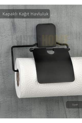 Jet's Home Kapaklı Kağıt Havluluk Paslanmaz Peçetelik Çelik Banyo Havluluk Düzenleyici Siyah Siyah