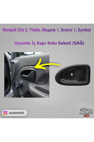 Renault Clio 2 / Thalia / Megane 1 / Scenic 1 / Symbol Uyumlu İç Kapı Kolu Soketi Sağ Taraf