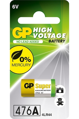 Batteries Gp476a Süper Alkalin 476a/px28a/a544/4lr44 Boy Pil, 6 Volt, Tekli Kart 4 Adet Pil