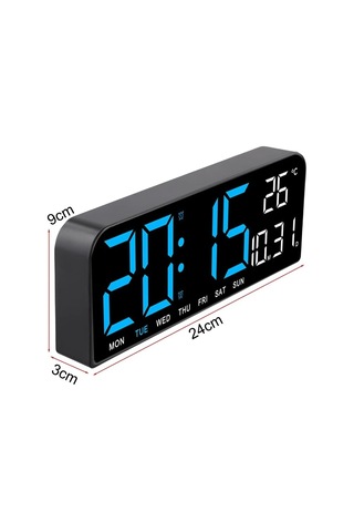 Renkli Dijital Duvar Saati - Sıcaklık, Tarih, Zamanlayıcı, Gece Lambası, Alarm, Geri Sayım Büyük Dijital Çalar Saat - Büyük Ekran Alarmı Mavi Diğer