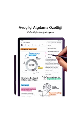 Samsung Galaxy Tab S7 Fe - S7 Plus Uyumlu Avuç İçi Algılamayan Dokunmatik Stylus Kalem Siyah