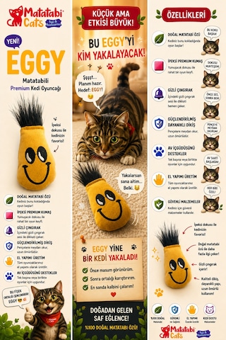 Eggy Tüylü Kedi Oyuncağı Matatabi Içerikli 10 Cm